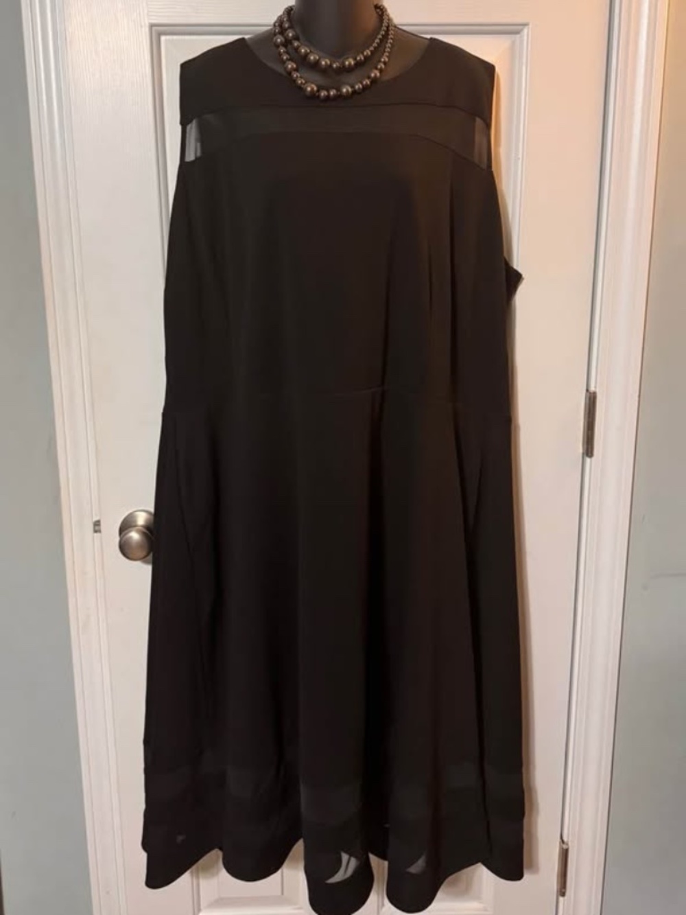 NWT ASHLEY STEWARD SLEEVELESS BLACK MESH SKATER DRESS 26/28